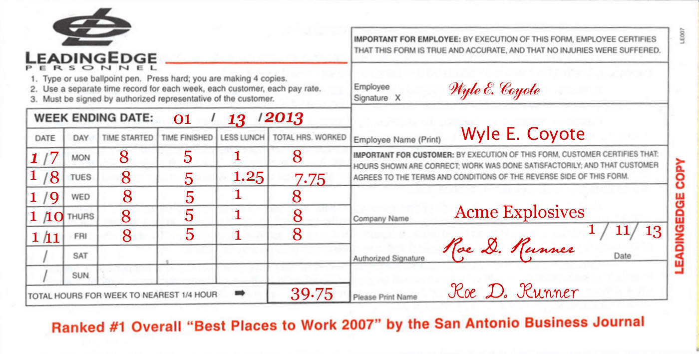 timecard copy